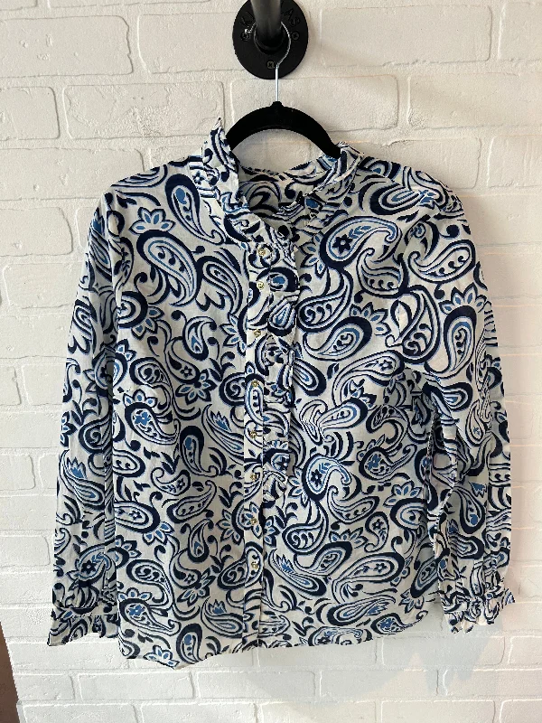 Top Long Sleeve By Talbots In Blue & White, Size: L Stylish Men's Neon