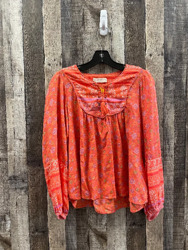 Top Long Sleeve By Lucky Brand In Orange, Size: Xs Bohemian Men's Free