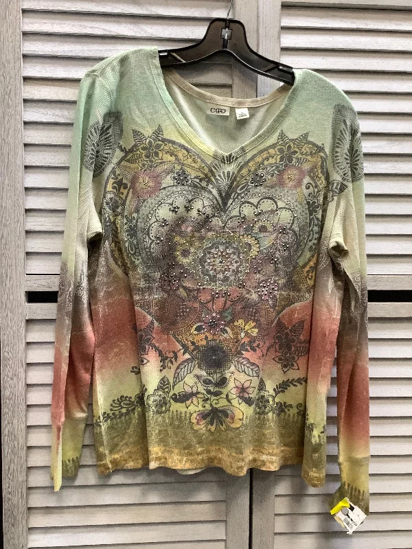 Top Long Sleeve By Cato In Multi-colored, Size: Xl Cool Men's Distressed