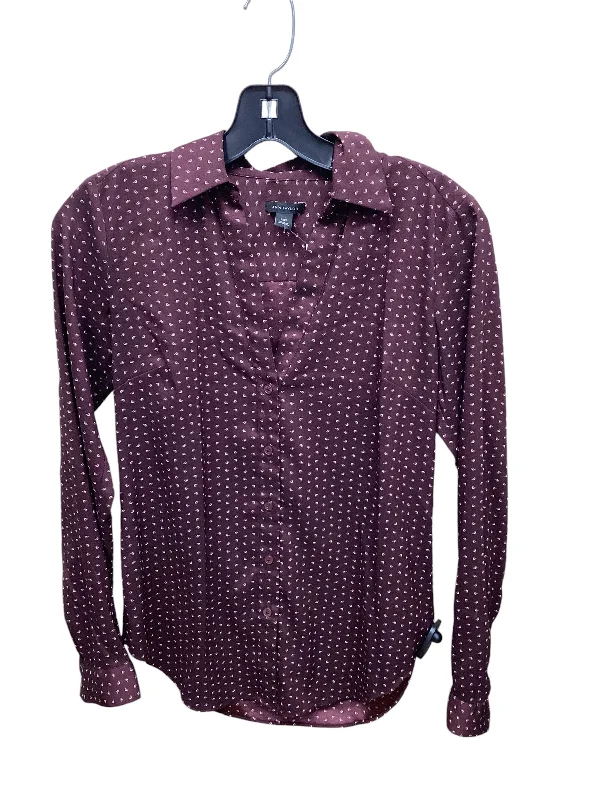 Top Long Sleeve By Ann Taylor In Purple, Size: Xxs Sharp Men's Italian