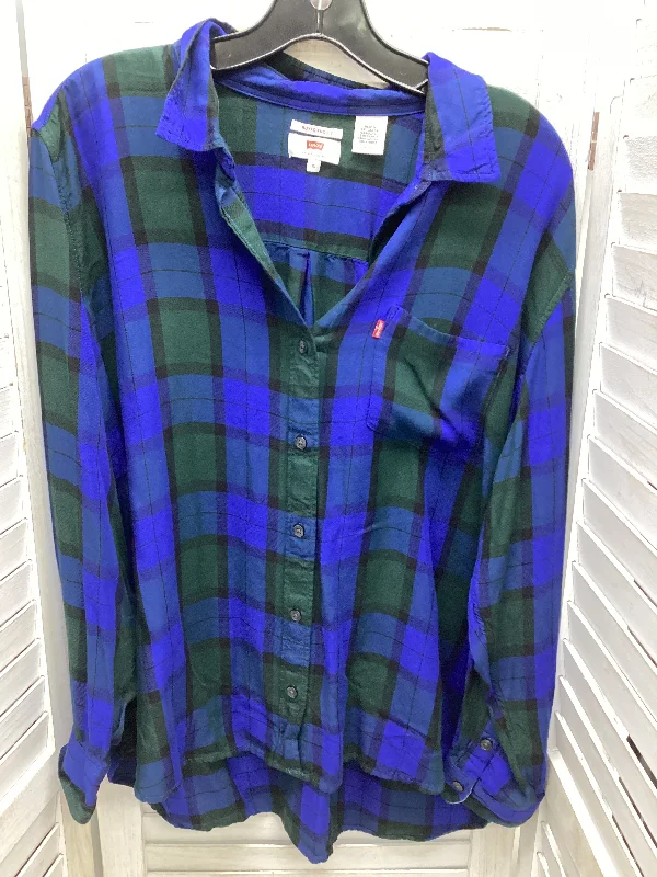 Top Long Sleeve By Levis In Plaid Pattern, Size: Xl Earthy Men's Hemp