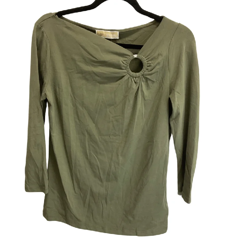 Top 3/4 Sleeve By Michael Kors In Green, Size: M Relaxed Men's Beach