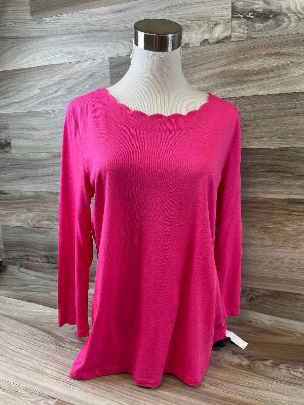 Top Long Sleeve Basic By Talbots In Pink, Size: M Modern Men's Geometric