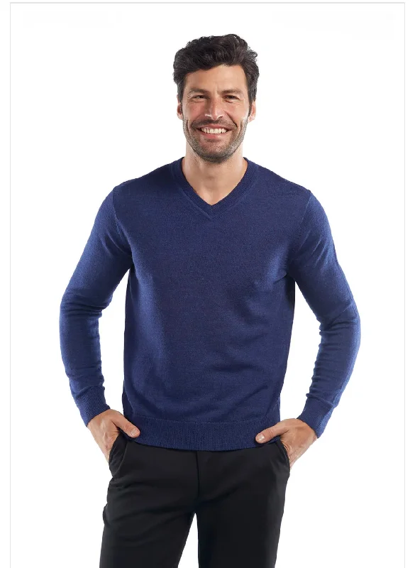 MERINO WOOL VNECK - TWILIGHT Sleek Men's Contemporary 