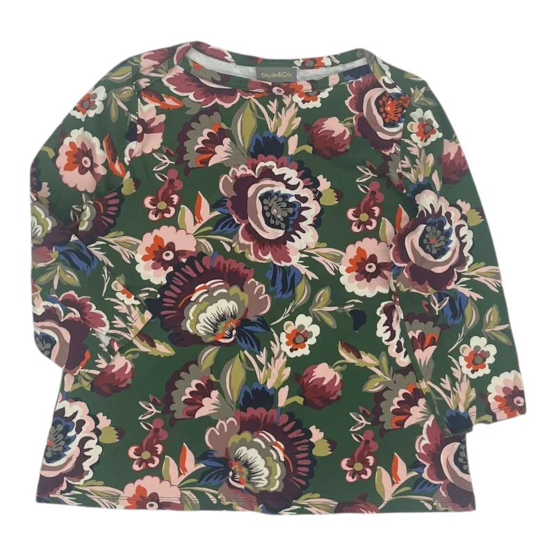 Top 3/4 Sleeve By Style And Company In Floral Print, Size:M Elegant Men's Cashmere