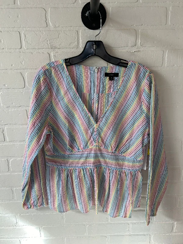 Top Long Sleeve By J. Crew In Rainbow Print, Size: M Business