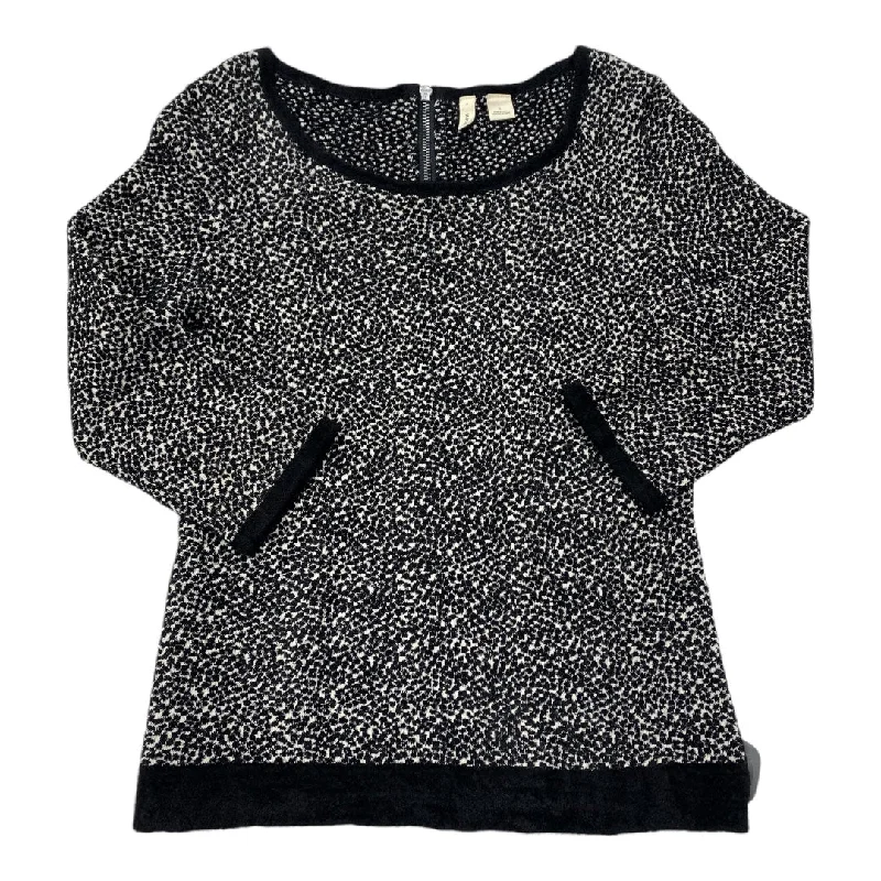 Top 3/4 Sleeve By Moth In Black & White, Size: S Organic