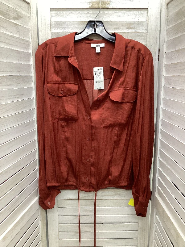 Top Long Sleeve By Bar Iii In Brown, Size: L Street