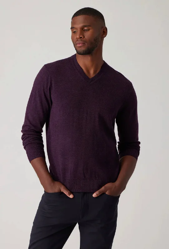 MERINO WOOL VNECK - WINEBERRY Stylish Men's Tropical 