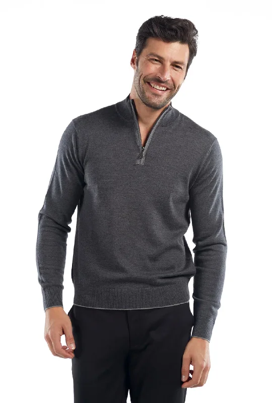 MERINO WOOL 1/4 ZIP - CHARCOAL Practical Men's Multi