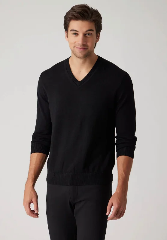 MERINO WOOL VNECK - BLACK Bold Men's Statement