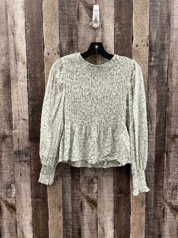 Top Long Sleeve By A New Day In Green & White, Size: M Business