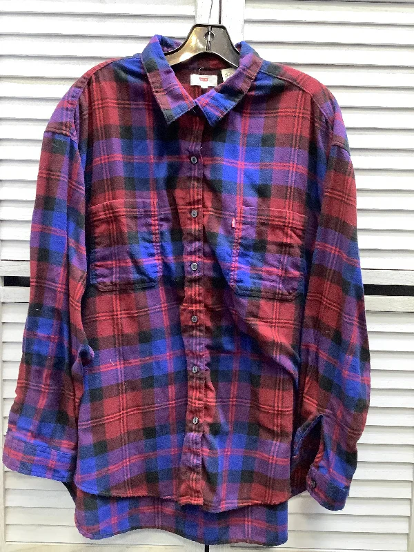 Top Long Sleeve By Levis In Plaid Pattern, Size: Xl Bold Men's Animal