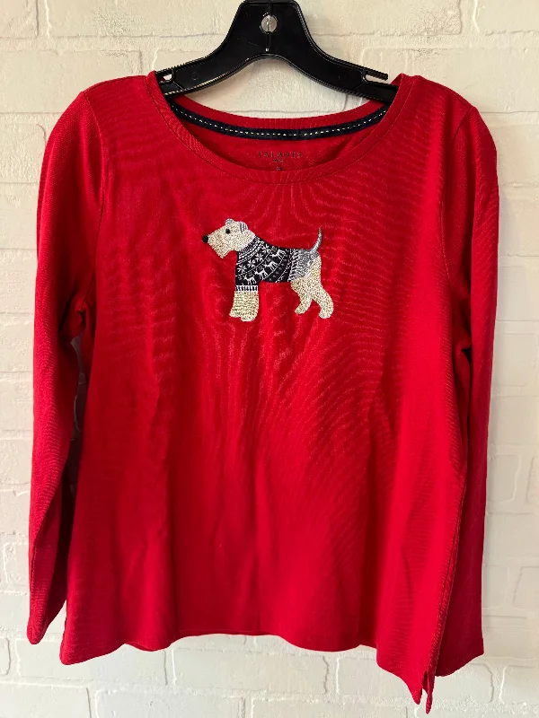 Top Long Sleeve By Talbots In Red, Size: Mp Masculine Men's Thick