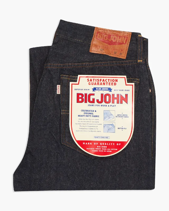 Big John M114J Ivy Tapered Fit Cropped Selvedge Mens Jeans - Indigo One Wash Confident Men's High