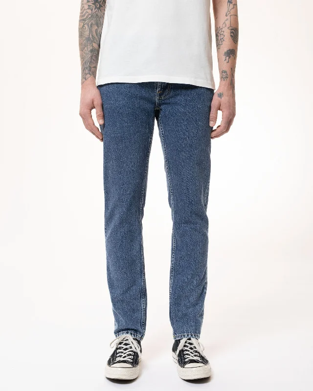 Nudie Lean Dean Slim Tapered Mens Jeans - Plain Stone Tough Men's Military