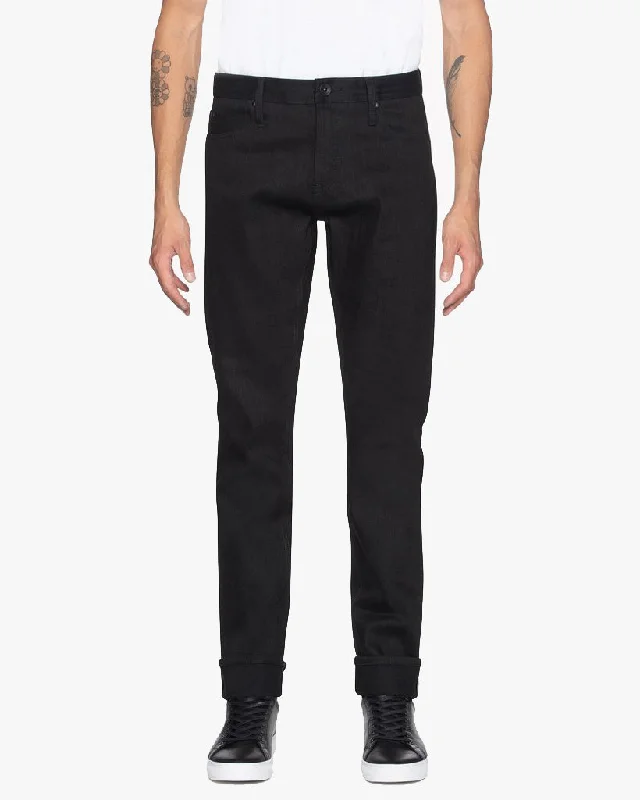 Unbranded UB144 Skinny Fit Mens Jeans - 11oz Solid Black Stretch Selvedge Dynamic Men's High